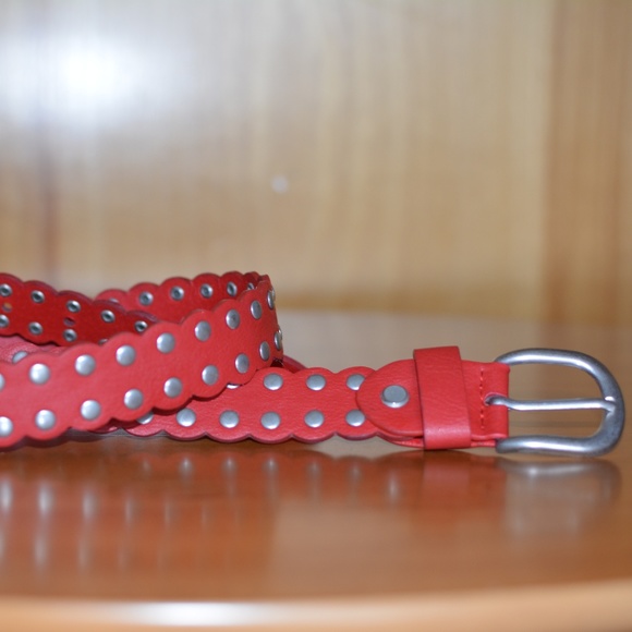 Brandy Melville Accessories - Brandy Melville Red and Silver Stud Belt